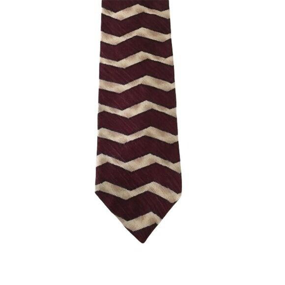 Geoffrey Beene Silk Tie Maroon and Cream - Picture 1 of 4